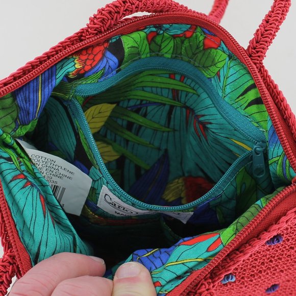 New Carlo D'Santi Hand Crochet Bag -Red with Multi - Picture 10 of 10